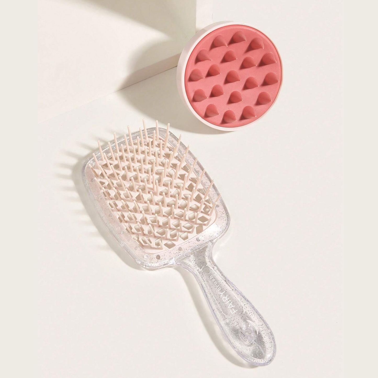 Fairy Brush Detangling Pain Free Hair Brush Glitter Light Pink