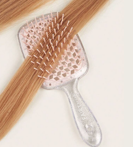 Fairy Brush Detangling Pain Free Hair Brush Glitter Light Pink